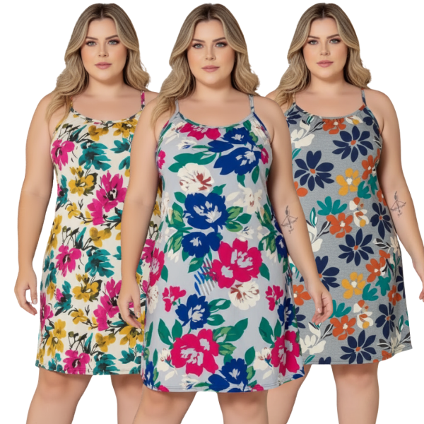 Vestido Liganete Alcinha Plus Size - Estampas Variadas