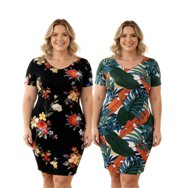 Vestido Liganete Plus  - Estampas Variadas - 1000PLUS
